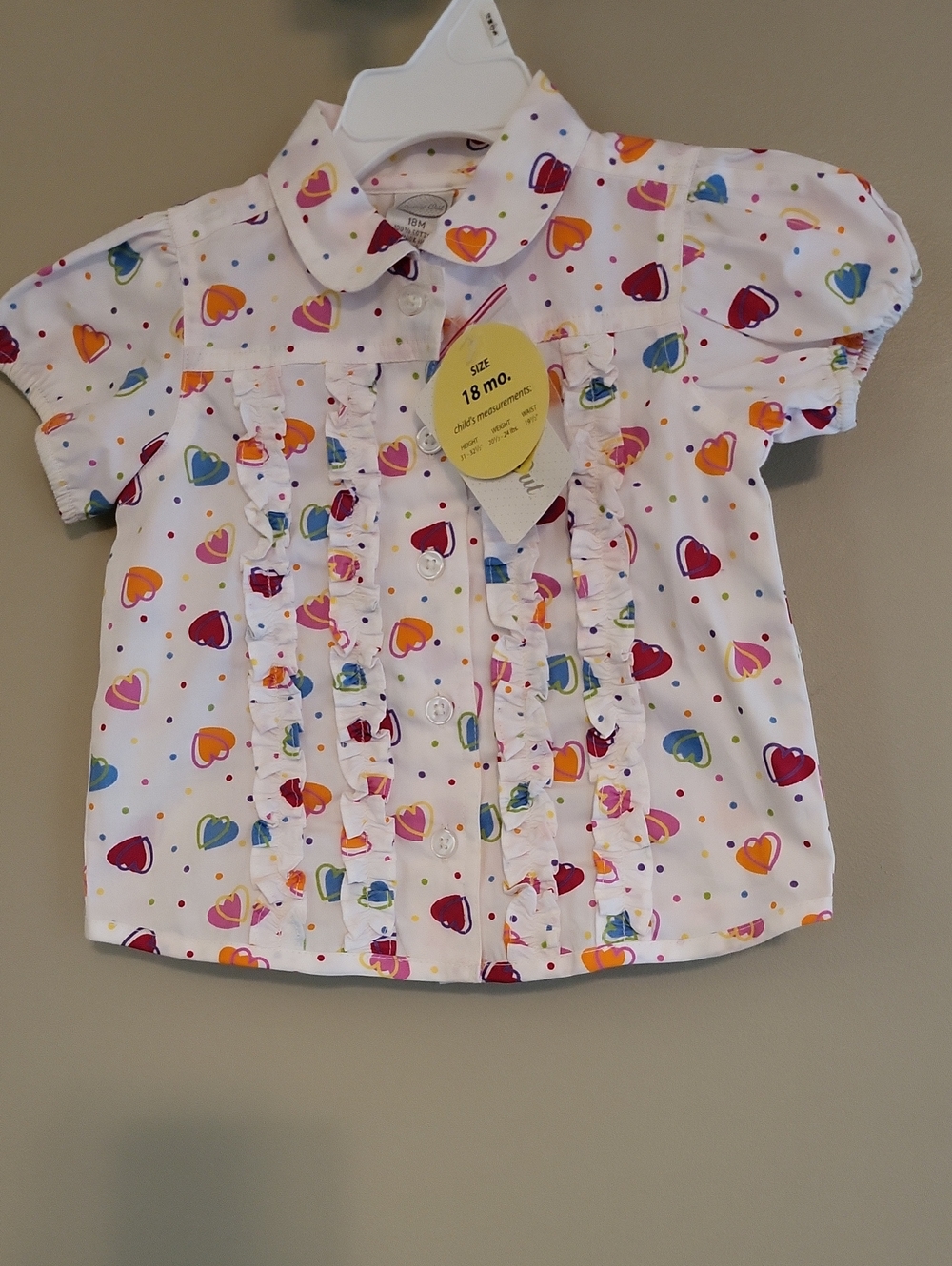 NWT Vintage white blouse with heart pattern